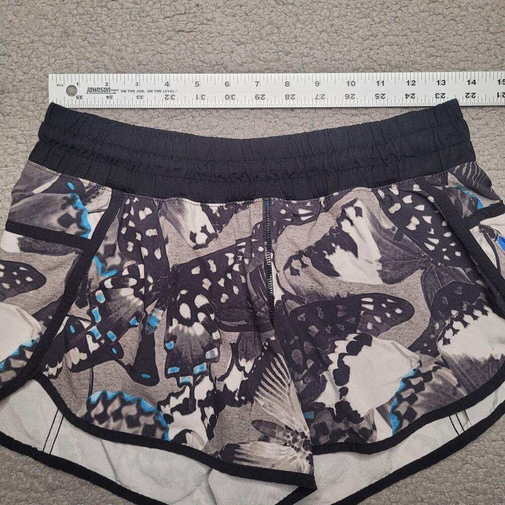 Lululemon Tracker Shorts 8 Exploded So Fly Butterfly Angel Wing Black Running - Picture 8 of 12